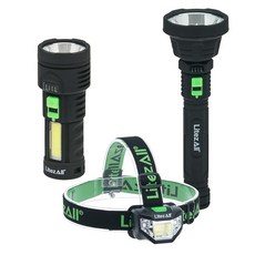 LitezAll 충전식 손전등 및 헤드램프 콤보 팩 | 1000 루멘 LED 휴대용 손전등 및 250 루멘 헤드 램프 | USB 충전식 내후성 캠핑 및 비상 상황을 위한 레