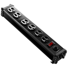 蓋世特 鋁合金3P1開6插座防雷擊電源延長線 1.8公尺 台灣製造, 黑, 1個, 1.8m