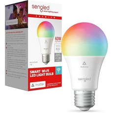 Sengled LED 스마트 전구 G2 물질 지원 색상 변경 전구 60W 등가 800LM 인스턴트 페어링 2.4GHz Wi-Fi 1팩, Sengled LED 스마트 전구 G2, 물질 지원,
