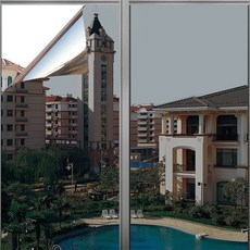 스토리원 단열필름 사생활보호 썬팅 자외선차단 베란다 창문 시트지 U-SSAC74, 블랙실버