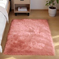 Goolela 라임 그린 푹신한 모피 러그 7.6x12.7cm(3x5인치) 침실 놀이방 침대 옆 퍼지 인조 양가죽 샤그 데코 직사각형 253811, 라이트 핑크