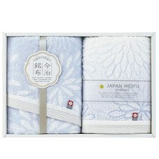 쇼와니시카와이마바리 수건 선물 페이스 타올 2장 JAPAN MEIFU 화의 수건 F/T2장 블루