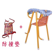 ‹兒童單車座椅› 電動車兒童座椅前置機車電瓶車踏板車小孩寶寶安全免安裝坐椅子 牧天, 仿藤編高腳椅加防撞墊(送綁