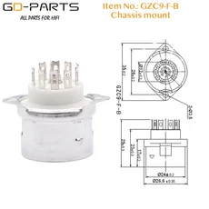 전체 알루미늄 진공 튜브 쉴드 9pin 세라믹 튜브 소켓 포함 12AX7 12AT7 12AU7 ECC83 ECC82 기타 AMP PCB, 1개, 01 빠른  Mainland, 05 GZC9-F-B