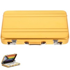 CALLARON 온 미니 메탈 서류 가방 명함 홀더 케이스 핑크 휴대용 카드 OraOrganizer 박스 비즈니스 디스플레이 보관 무역 박람회용 알루미늄 여행 가방 모, 골든