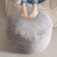 HIGOGOGO 코듀로이 스터핑 푸프 오토만 20x15 인치 베이지 (20"D x 20"W x 15"H), 그레이
