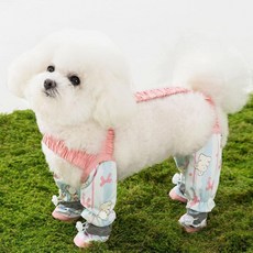 ZCBV강아지 산책 방수 장화 일체형 반려견 발바닥 보호 먼지 차단 강아지 신발 강아지옷 1개 녹색, M × 분홍색 × 1개