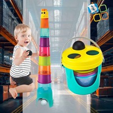 기린 컵쌓기 교육완구 인지발달 아기장난감 동물컵쌓기 색감인지 블록놀이