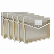 플라스틱 파일 폴더 봉투 - 스냅 클로저와 포켓 구분기가 없는 확장 지갑 정리 문서 폴더 대용량 맞춤 문자/A4 크기 5팩