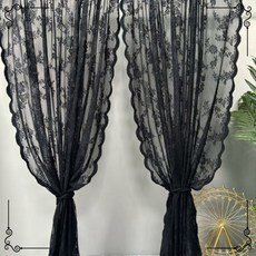 커튼 멀티 컬러 클래식 자수 반투명 짠 레이스 창 스크린 야외 안뜰 장식 커튼을 선택하는 꽃 디자인, 140x240cm, 7. DL-black / D. 140x240cm