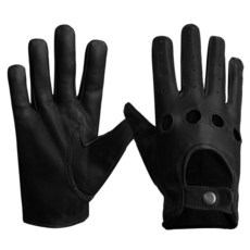 URBAN BUCK 남성용 양가죽 오토바이 장갑 - 터치 스크린 조절 가능한 손목 스트랩 및 니트 커프 따뜻한 겨울 앨런 라이딩 장갑 블랙 (XL), Small, Black - Driving Gloves