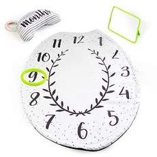 새시 터미 타임 플레이 매트 대형 거울 쿠션 양면 지지 Sassy Tummy Time Play Mat with Large Mirror Cushioned Reversible, 1개