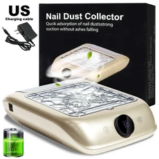 충전식 네일 먼지 흡입기 무선 제거기 LED 디스플레이 조절 가능한 속도 매니큐어 강력한 성능, 03 Gold US
