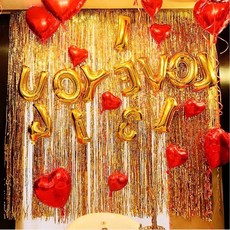 브라이덜샤워 포토존 파티커튼 생일 장식 은박 수술 커튼 배경막 2M, 라이트핑크