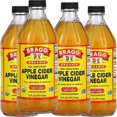 브래그 애플 사이다 비니거 식초, 473ml, 4개