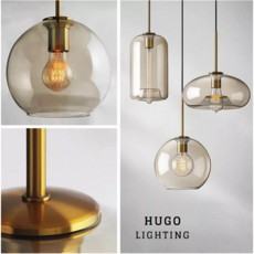 HUGO LIGHTING 簡約現代干邑玻璃單吊燈, 水蜜桃 / 附A60 10w LED燈泡