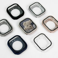 엔터콘 애플워치 방수 풀커버 강화 유리 필름 케이스 올라운드 11 10 9 8 울트라 3, 1개, 티타늄