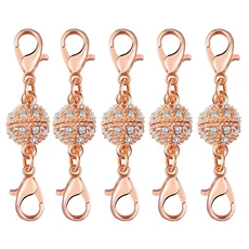 랍스터 걸쇠 커넥터가 있는 마그네틱 걸쇠 보석 제작용 원형 볼 마그네틱 걸쇠 DIY 팔찌 목걸이 5 세트/로, 01 8mm, 02 rose gold