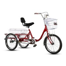 성인세발자전거 노인 페달 클래식 출퇴근 안장 바구니 핸들 바퀴 이동식 입문용 초보자, E. 306 바스켓 버건디 알루미늄 등받이 시트, 1개