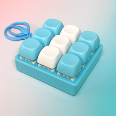 펫더월드 키보드 키링 mbti 커스텀 소프트 청축 파스텔 키캡, 블루+화이트, 1