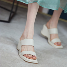 女式女童辦公腳舒適高墊坡跟漂亮結實防滑蓬蓬高跟教師蓬蓬拖鞋