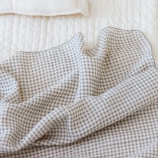 bamiblanc Seukomi純棉紗毯嬰兒毯 四季適用, 灰色格子