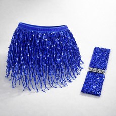 스타일홀리 스팽글 랩스커트 + 벨트 SET 라인댄스 벨리댄스 공연 무대의상 줌바 라틴 댄스복, 1세트, 블루