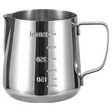 Mojia 스테인리스 계량 밀크저그 350ml, 1개, 실버