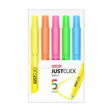 모리스 저스트클릭 형광펜 M2 5종 세트, Yellow, Orange, Pink, Yellow Green, Sky blue, 1세트