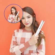 쌍문상회 앞머리 여행용 스트레이트 앞머리고데기 스타일러 앞머리뽕 글램 고데기 무선 쿠션 웨이브 롤업 무선고데기 틸팅 BLOSSOM 고대기 휴대용고데기 40872EA, 화이트
