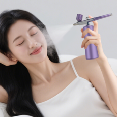 Jeernare 고압 미스트기 나노 주입식 수분공급기 홈케어 수분공급 보습 피부관리 휴대용 충전식, 연보라색