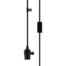 3m 블랙 식물등 키소켓 캠핑등 작업등 중간 스위치 전구 소켓 led 전선 코드선 E26, 1개