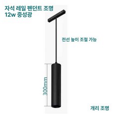 모듈 천장 레일조명 줄조명 매장 LED 마그네틱 자석 접이식 라인 조명 무타공, 1개, 자석 트랙 펜던트 12W 뉴트럴