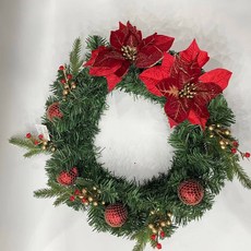 聖誕花環 花圈 帶燈 門掛 30/40CM 聖誕裝飾品 掛飾 場景布置門飾 - 臺南現貨, 1個, 40cm花環