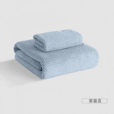 臺灣出貨 男女家用速乾毛巾浴巾三件套 超強吸水不掉毛情侶款, 霧霾藍（浴巾+毛巾）,175*90【吸水速乾 抑菌透氣】, 1個