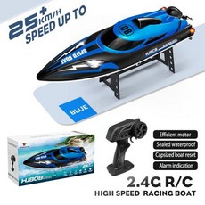 RC보트 키덜트선물 HJ808 RC 배터리 보트 2.4Ghz 25 kmh 고속 원격 제어 레이싱 선박 수속 모델 장난감, blue, 1개