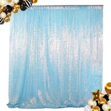 샤이니 뷰티 세퀸 커튼 2장 패널 푹시아 2장FTx8FT Sequin 사진 배경 핫핑크 팩 웨딩 패브릭 파티 스튜디오, 4FTx8FTx2_Iridescent Aqua