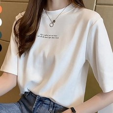 심플 여자 반팔티 라운드넥 여름 상의 기본