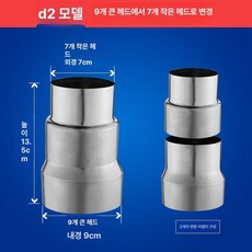배기관 변환 조인트 화목난로 배관 연통 소형로 대형로 어댑터, 9 대형 헤드에서 7 소형 헤드로 변환, 기본 색상