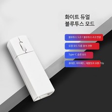 무소음 무선 블루투스 마우스 소형 충전식 슬림 디자인 노트북 태블릿 사무용, 듀얼 블루투스 화이트 무소음, 공식 표준