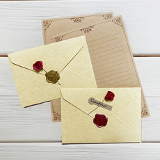 올리스트 편지지 세트 편지지6p + 봉투2p+ 실링 스티커4p + 꽃2p, 옐로우, 1세트