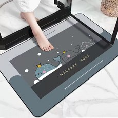 반려동물 미끄럼방지매트 초흡수성 건조 급식 고양이, 1개, 세 마리 돌고래 정사각형, 60x90.2cm