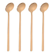 HARFINGTON 차 젓는 스푼 13cm(5인치) 410 스테인리스 스틸 원형 수프 스푼 긴 손잡이 에스프레소 설탕 디저트 시리얼 아이스크림 칵테일 커피 바 액세서리용, 로즈 골드