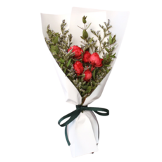 로맨틱노벰버 드라이플라워 장미 미니 꽃다발, 레드 미니장미 5송이