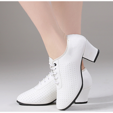 땐스얼랏 라인댄스화 통굽 5CM 라인댄스 비건 가죽 신발 3컬러, 220, 화이트