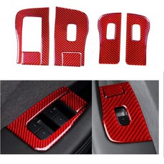 도어 및 윈도우 스위치 컨트롤 패널 커버 Tesla 3Y 모델 탄소 섬유 인테리어 액세서리에 적합유광 패턴 20172023 M320212024 My, 2017-2023 M3/2021-2024 MY, Red Carbon Fiber