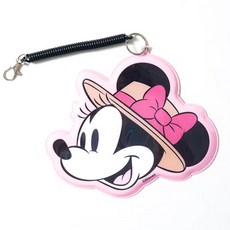 迪士尼米妮造型伸縮名牌吊飾，可愛辦公室識別證件套，時尚伸縮易拉扣設計, 粉紅, 1個