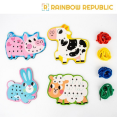 RR 다양한 동물 실꿰기 놀이/교구/놀이/블럭쌓기/쌓기놀이/발달/어린이선물/장난감/레고/교육놀이/만들기