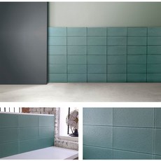 국내산 접착식 데코타일 주방 붙이는 벽지 시트지 벽 타일 폼블럭 붙이는 템바보드 욕실 타일시트지 38*54 (10장), 벽돌 연녹색