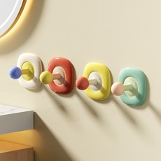 하경 무타공 후크걸이 예쁜 주방 욕실 벽부착 4개, 네모 후크